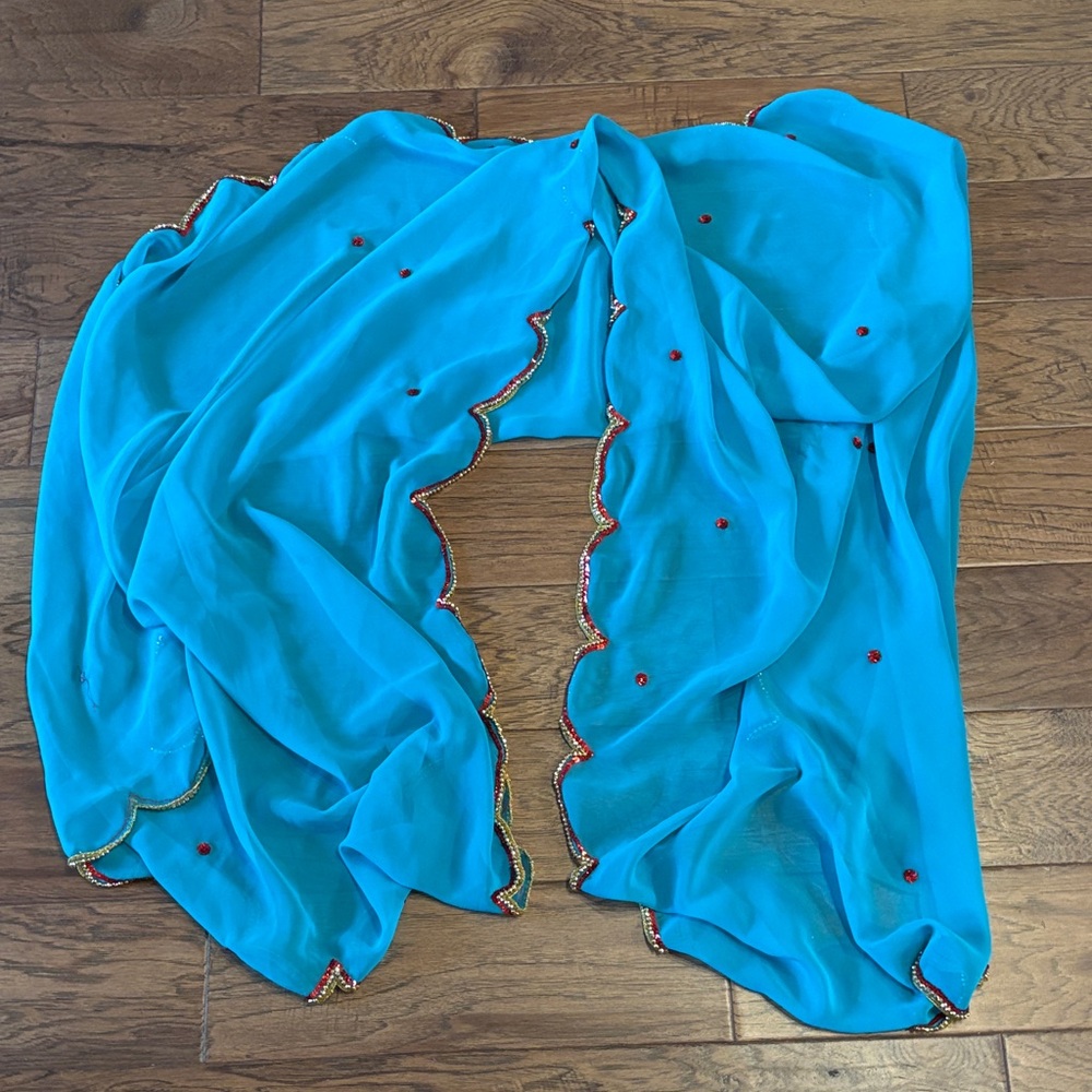 Bollywood Themed Elegant Blue Beaded Women's Scarf